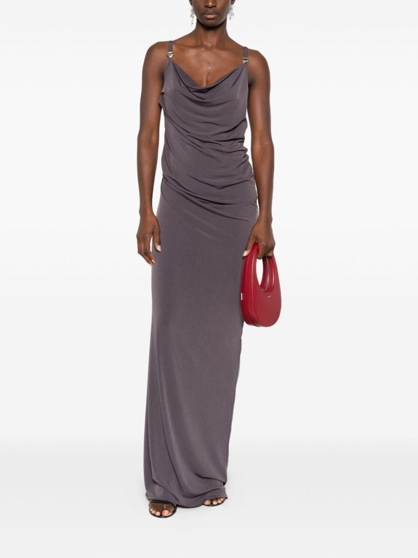 Coperni Brown Draped Maxi Length Jersey Dress