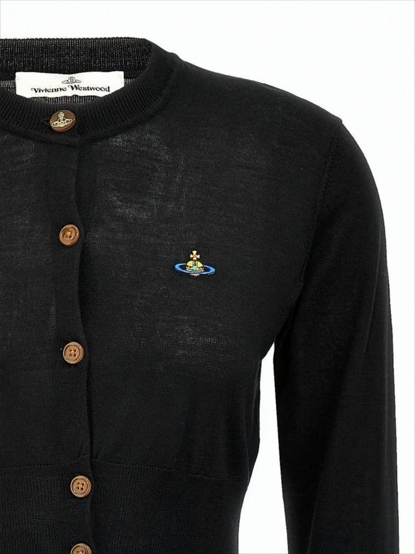 Vivienne Westwood Cropped Black Cardigan With Button-Down Front