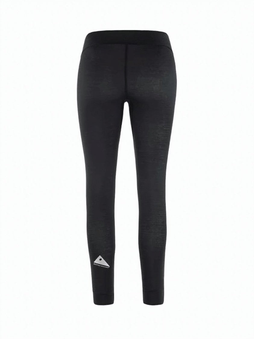 Klattermusen Mid-Rise Black Leggings With Subtle Branding And Triangular Detail