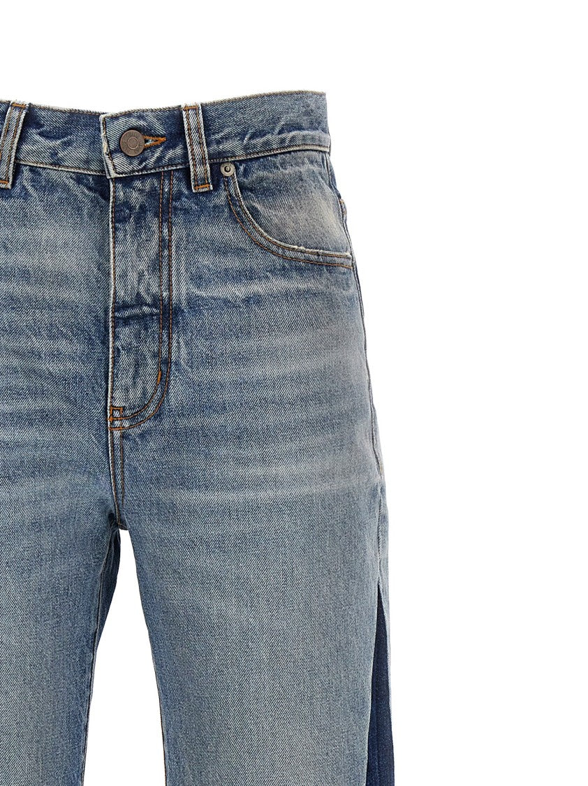 Chloé Patchwork Flared Jeans With Frayed Hem