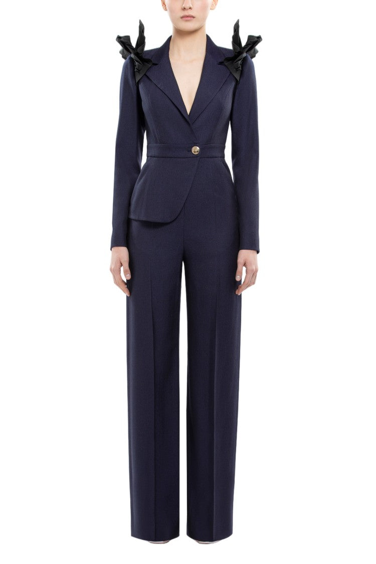 Saiid Kobeisy Asymmetrical Ruffled Jumpsuit With Gold Accent