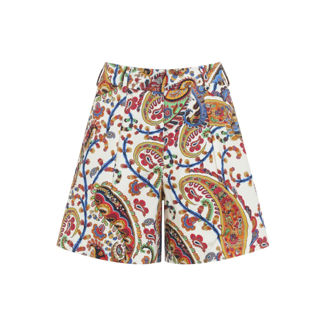 Etro Multicolor Cotton Pleated Shorts