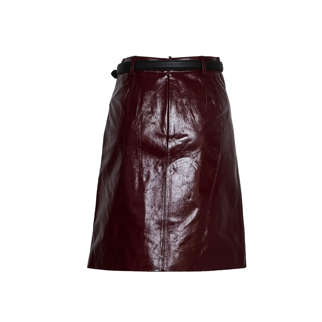 Self-Portrait Fitted Burgundy Leather Mini Skirt