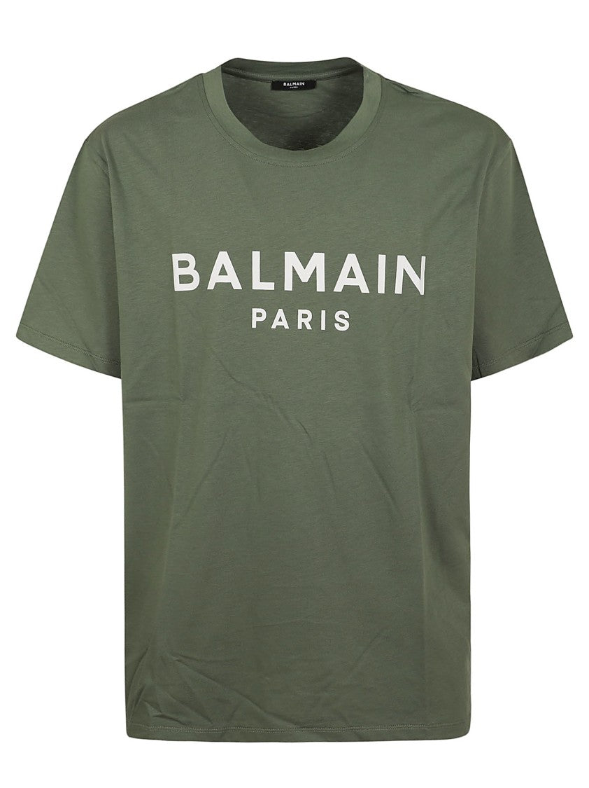 Balmain Regular Fit Green Cotton T-Shirt