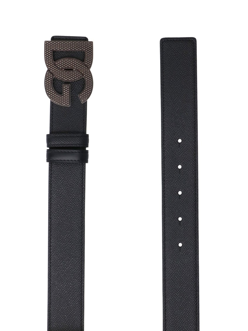 Dolce & Gabbana Black Interlocking Initials Leather Belt