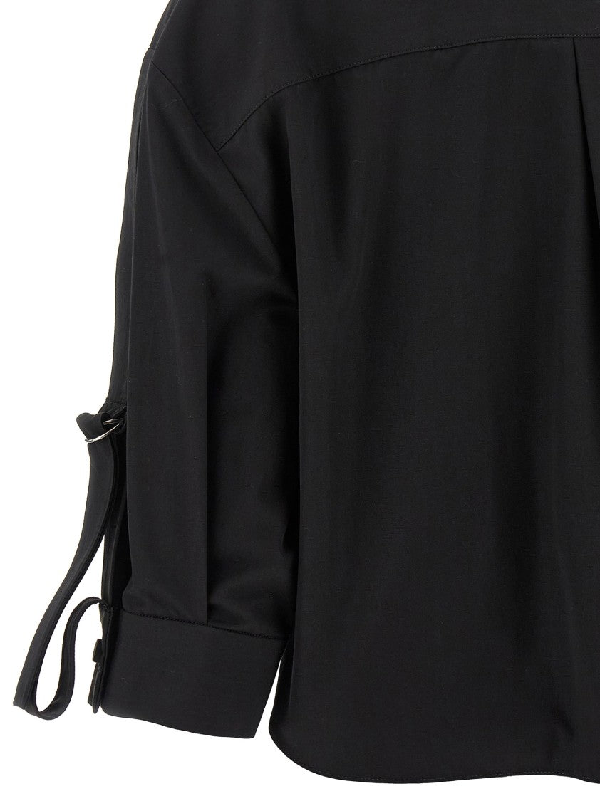 Giovanni Bedin Cropped Cotton Poplin Shirt With Belt