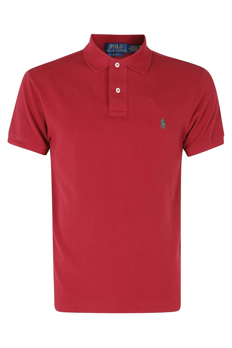 Polo Ralph Lauren Red Slim Fit Short Sleeve Embroidered Logo Cotton Polo Shirt