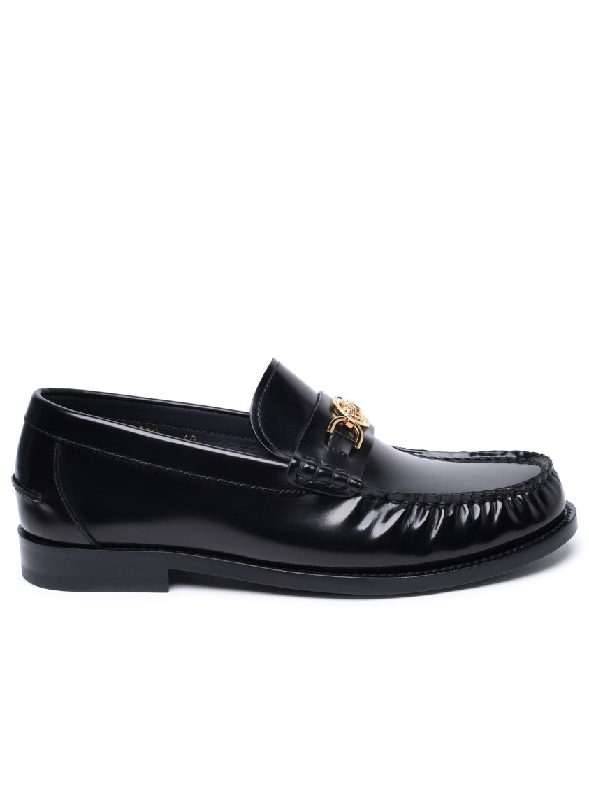 Versace Black Leather Loafers