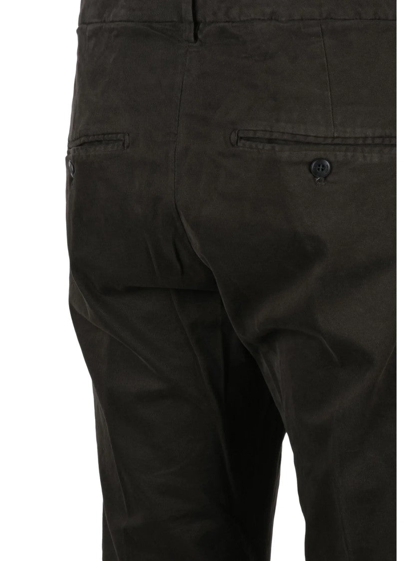 Dondup Brown Gaubert Faux-Leather Effect Stretch Cotton Trousers