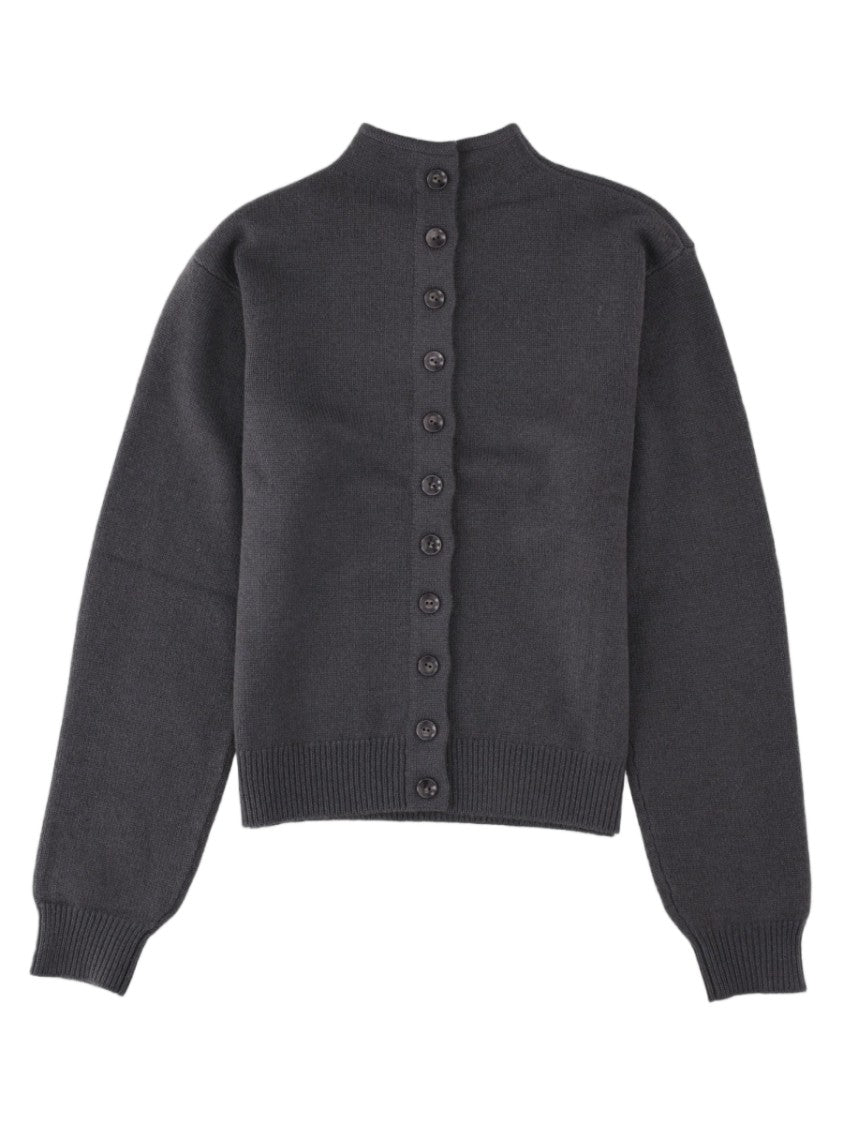 Lemaire Charcoal Buttoned Cropped Cashmere Cardigan