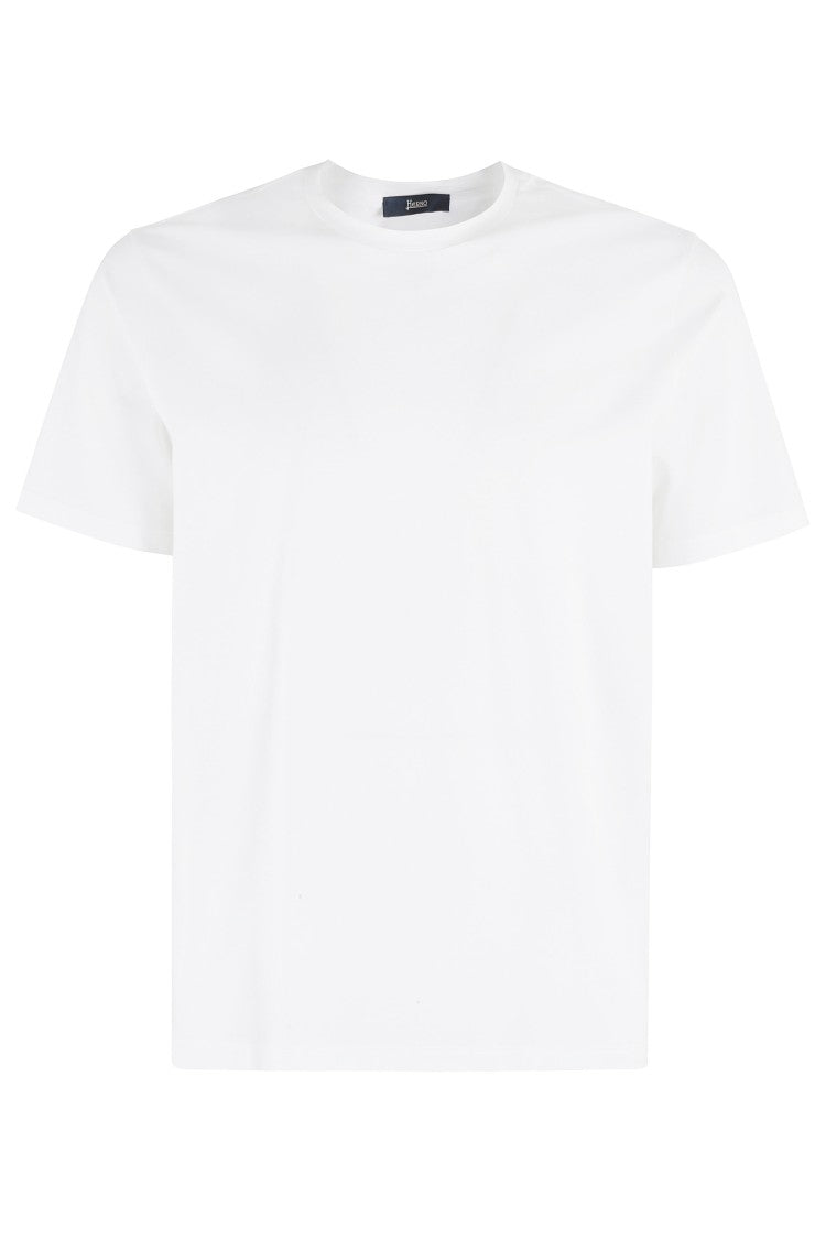 Herno White Basic Crew-Neck Stretch Cotton T-Shirt