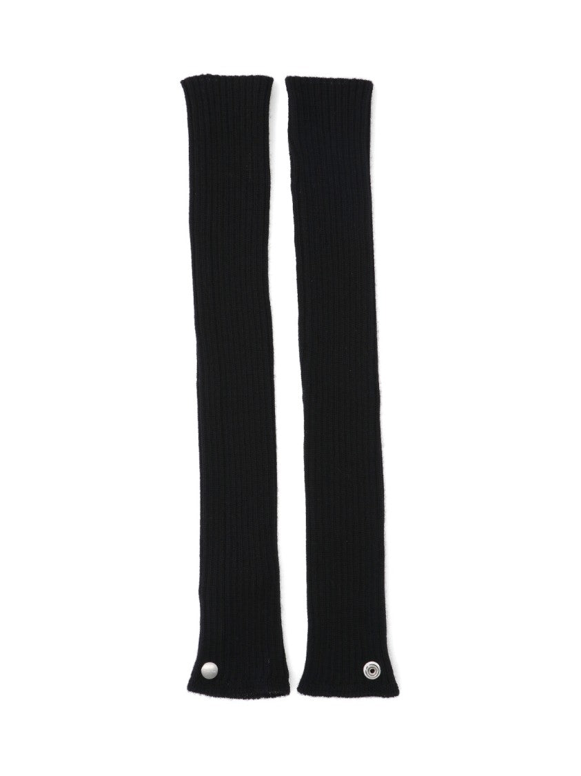 Rick Owens Ribbed Knit Cashmere Arm Warmers With Snap Button Details