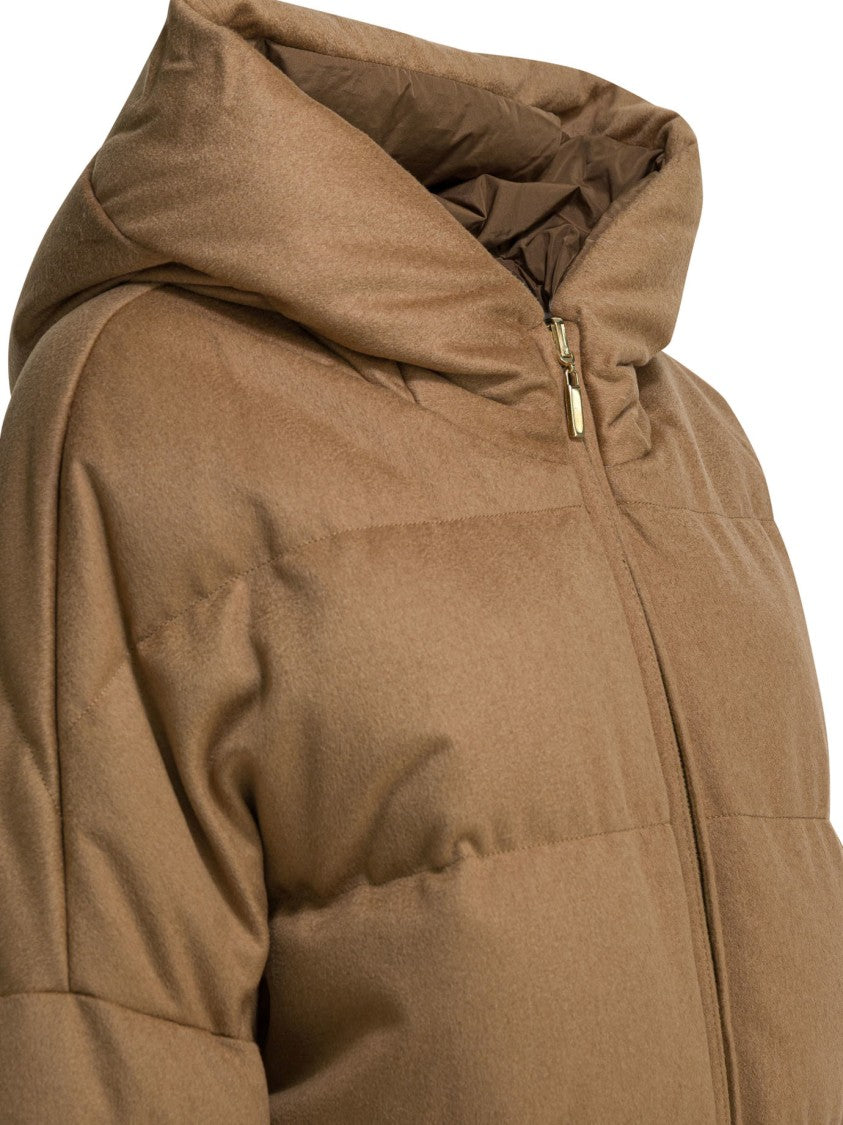 Max Mara Boxy Padded Jacket With High Collar And Reversible Texture