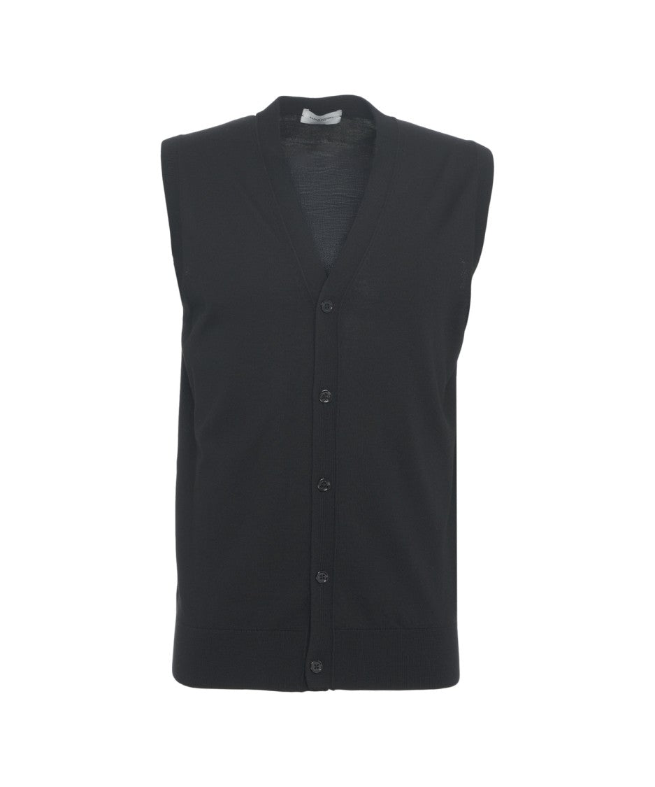 Paolo Pecora Knitted Waistcoat With Classic V-Neck And Button Closure
