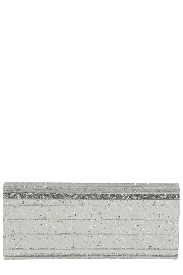 Jimmy Choo Champagne Silver Coarse Glitter Clutch