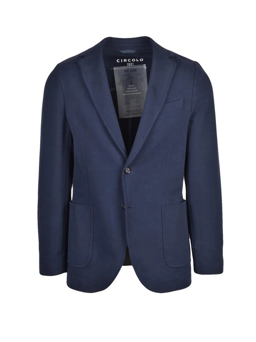 Circolo 1901 Navy Blue Unlined Stretch Cotton Sweatshirt Jacket