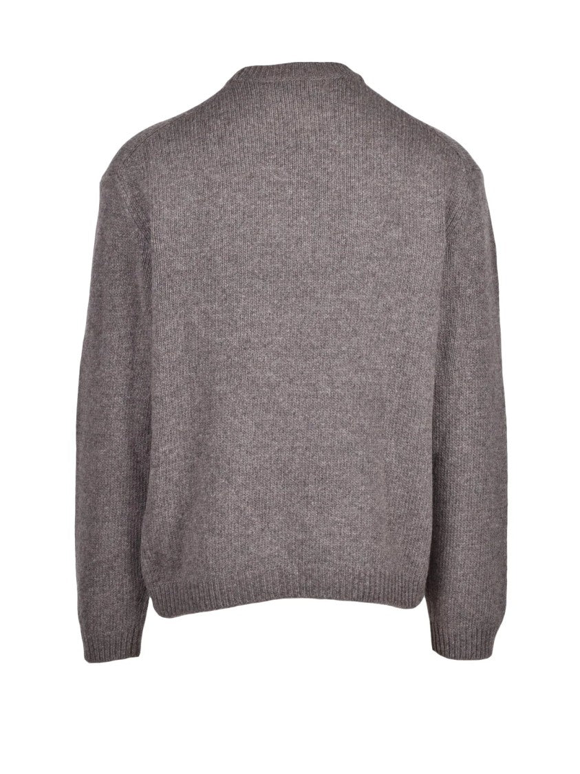 Maison Kitsuné Turquoise Embroidered Fox Wool-Blend Crewneck Sweater