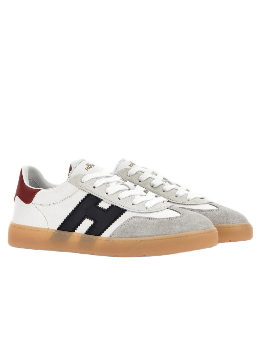 Hogan Low-Top White Leather Sneakers With Suede Overlays