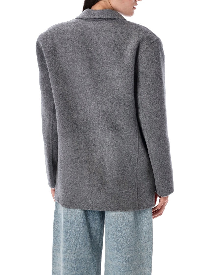 Anine Bing Tailored Medium Grey Quinn Blazer With Notched Lapel And Flap Pockets