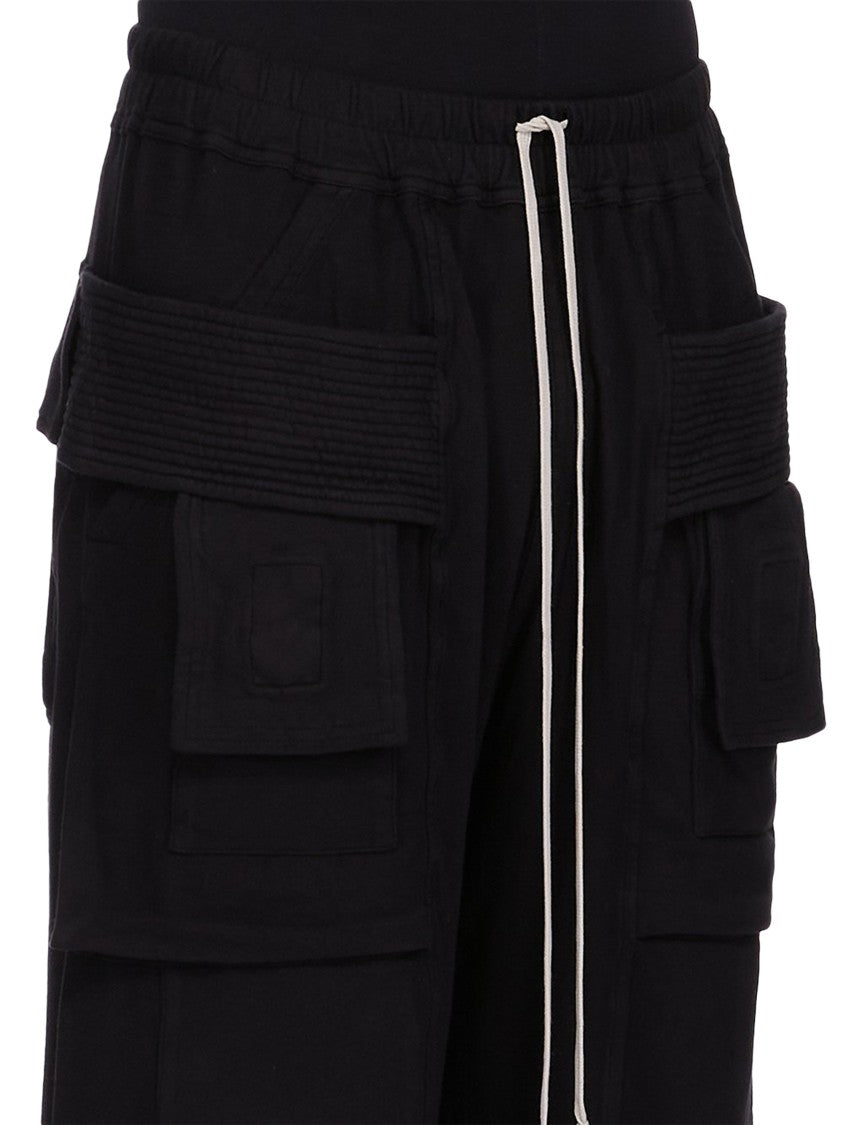 Drkshdw By Rick Owens Wide Leg Cargo Trousers With Drawstring Waist