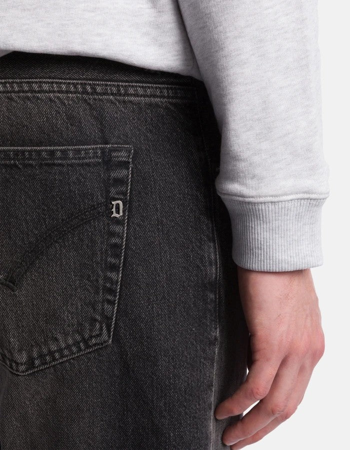 Dondup Faded Black Denim Jeans With Tapered Leg