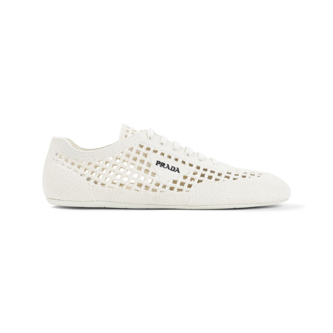 Prada Lattice-Patterned White Sneakers