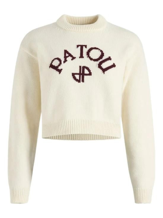 Patou Cropped Knit Sweater With Ribbed Detailing