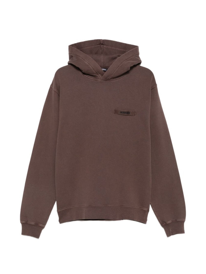 Jacquemus Relaxed Fit Brown Hoodie With Ribbed Details