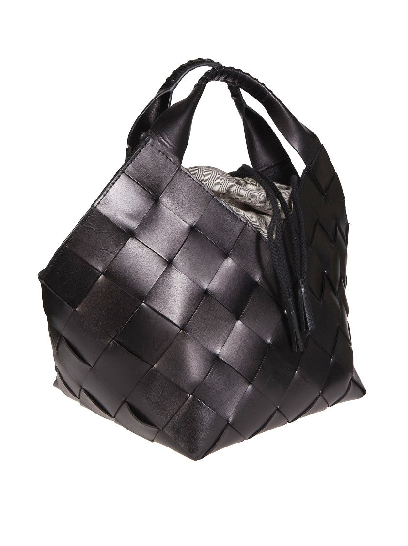 Dragon Diffusion Black Botteghe Woven Leather Tote Bag