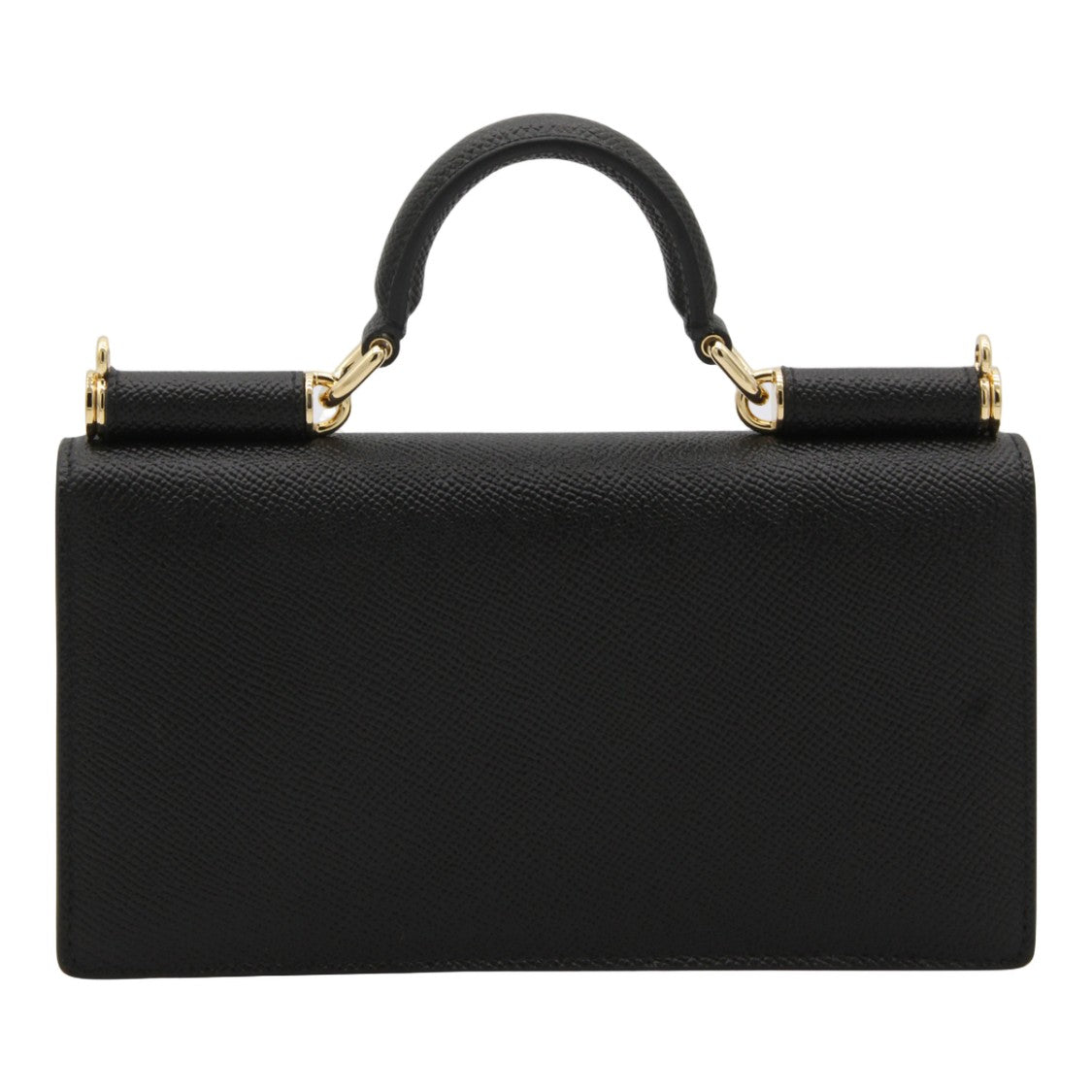 Dolce & Gabbana Rectangular Black Wallet With Gold Chain Strap