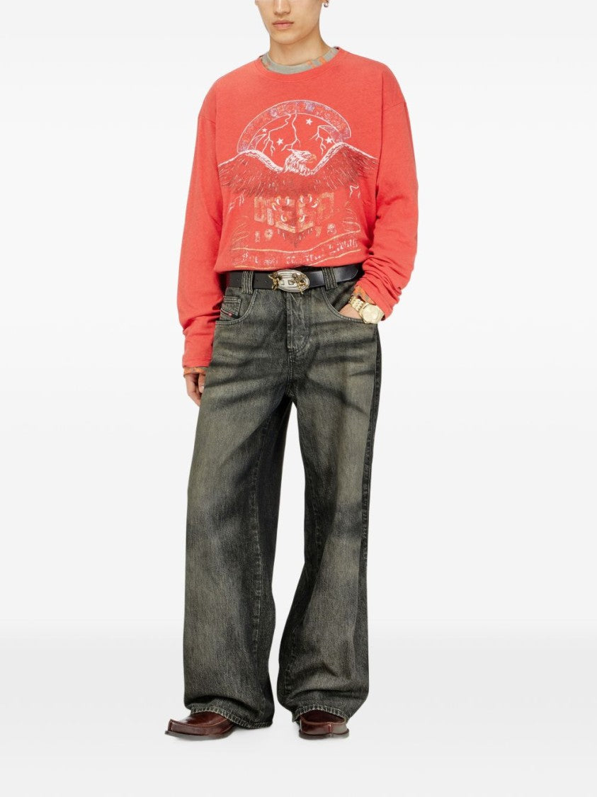 Diesel Eagle Graphic Print Relaxed-Fit Silk-Nylon Blend Shirt