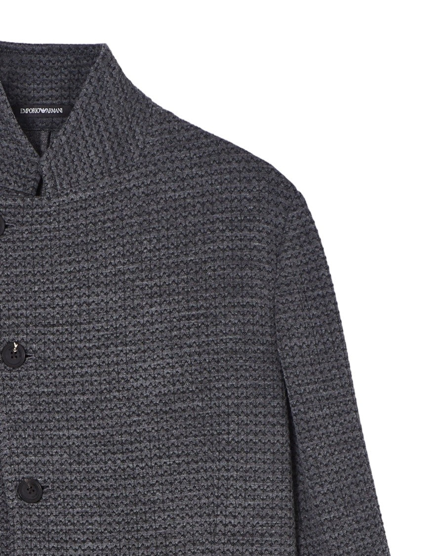 Emporio Armani Grey Blazer With 3D Motif