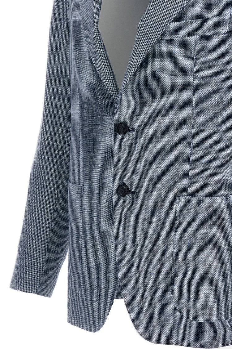 Tagliatore Blue Montecarlo Linen Blend Blazer