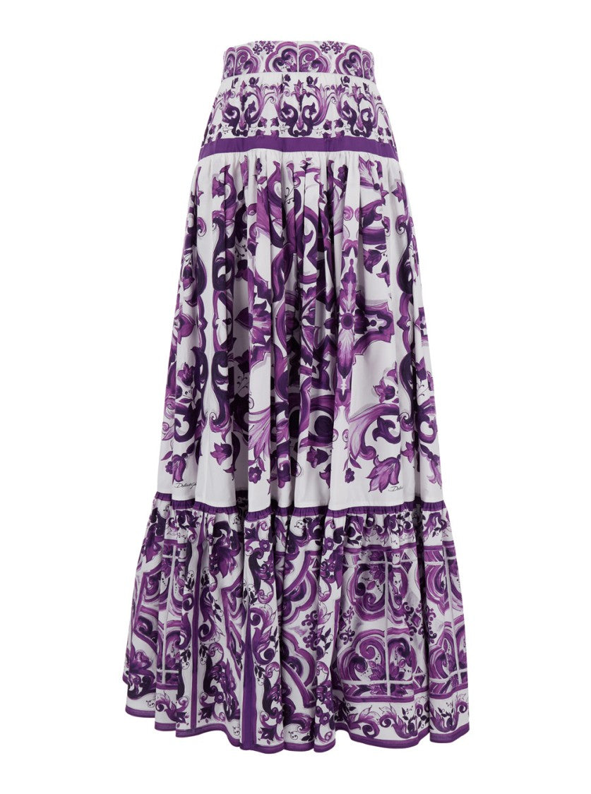 Dolce & Gabbana Violet Long Skirt With Ruffle Hem