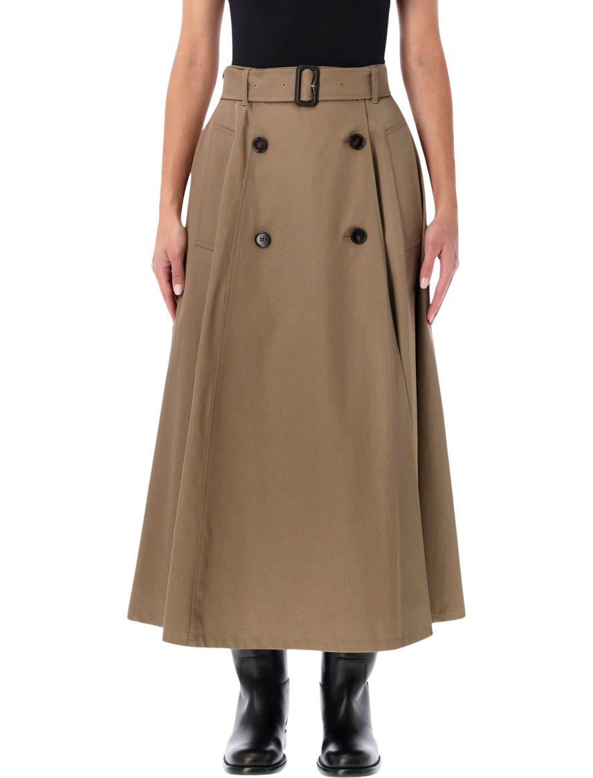 Burberry London Gabardine Trench Midi Skirt