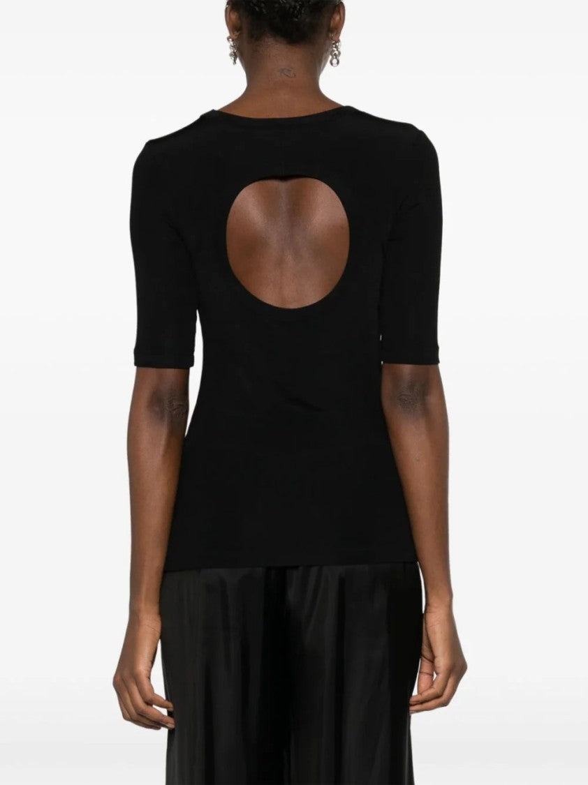 Fabiana Filippi Black Jersey Viscose Blend T-Shirt