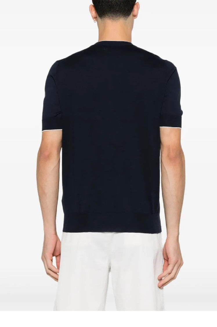Brunello Cucinelli Short-Sleeved Crew Neck Sweater With Ribbed Details