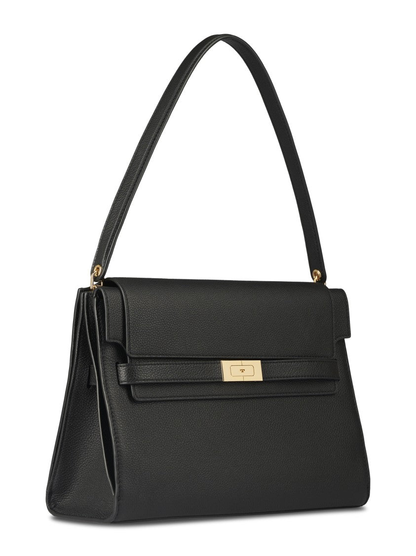 Tory Burch Structured Leather Shoulder Bag With Gold-Tone Clasp