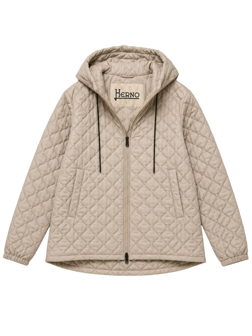 Herno Gold Diamond Quilting Hooded Down Jacket