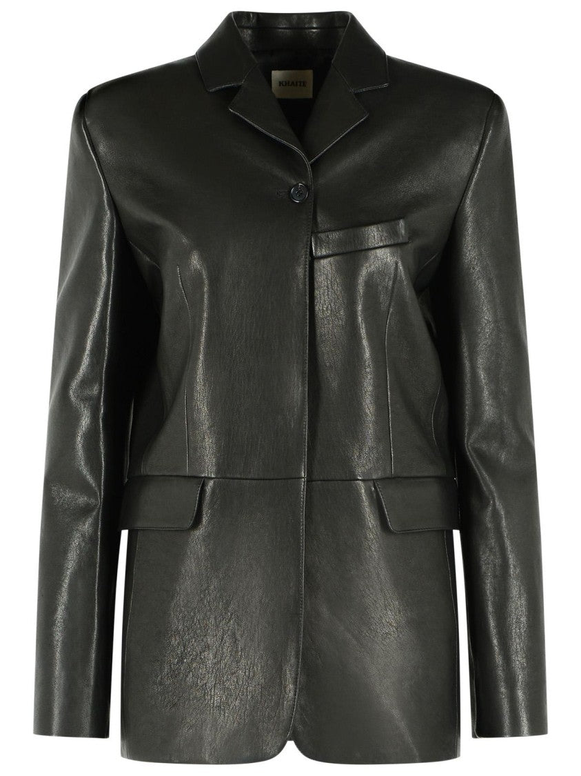 Khaite 'Sarmine' Black Leather Jacket