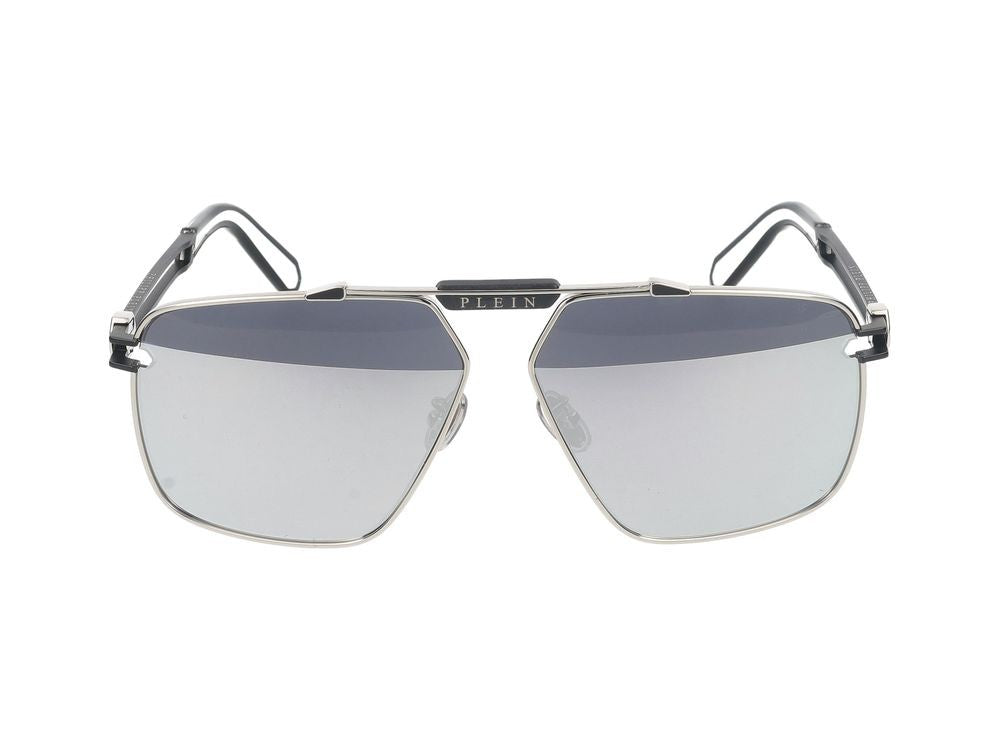 Philipp Plein Sunglasses Spp049m K07x Shiny Palladium W/Semi-Gloss Black