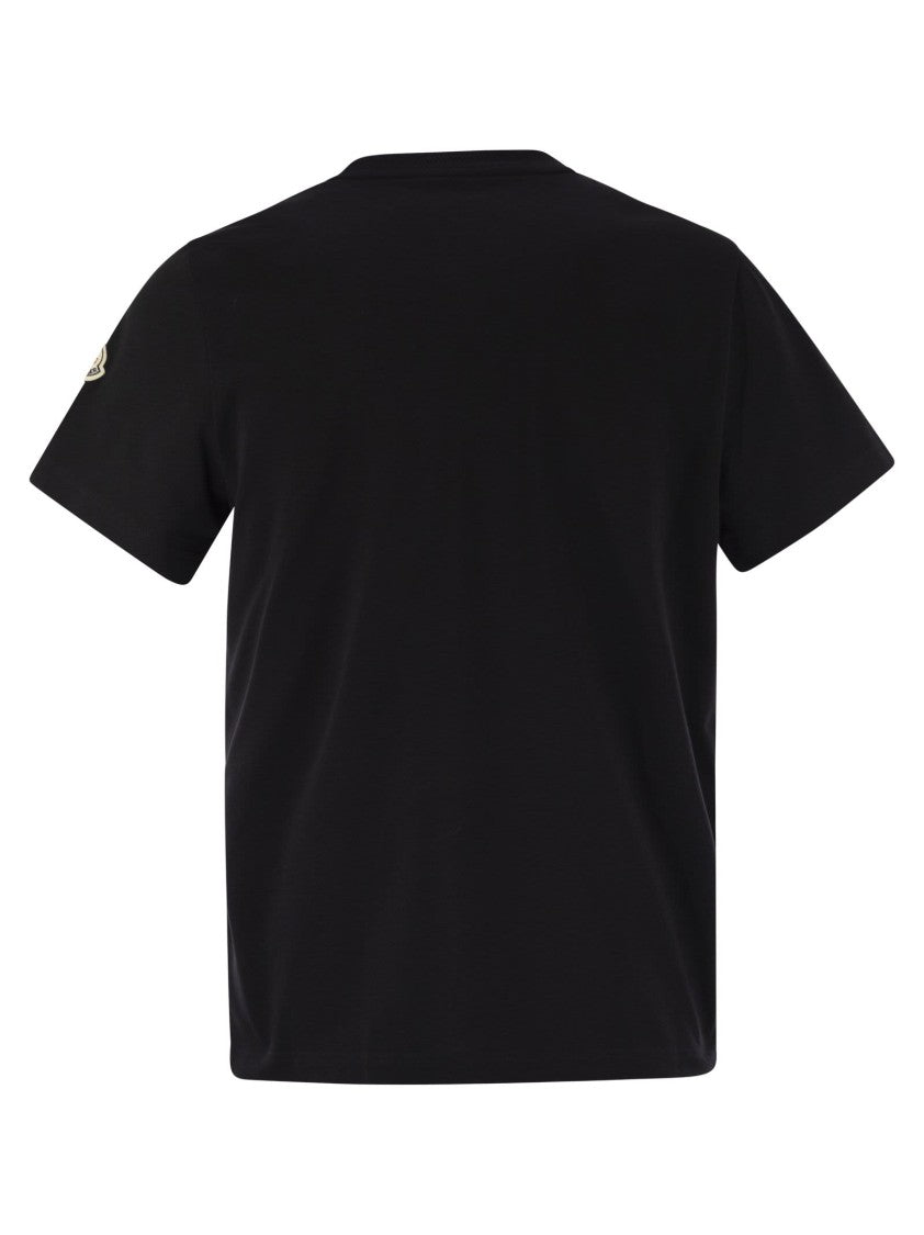 Moncler Cotton T-Shirt With Embroidered Tricolour Logo