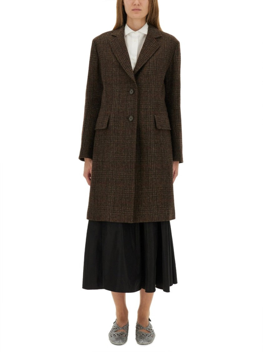 Aspesi Checkered Wool Coat With Tailored Silhouette