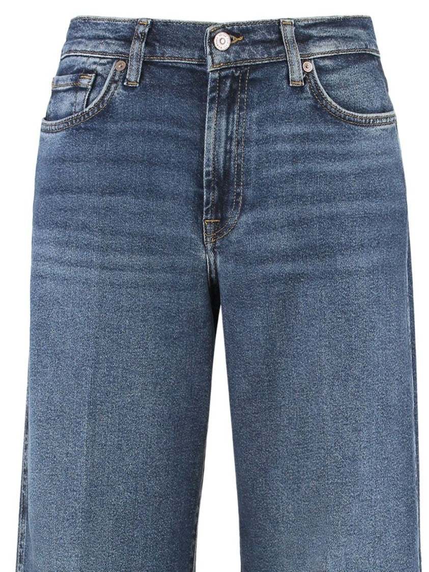 Seven Wide-Leg Jeans With Rivet Detailing In Classic Blue