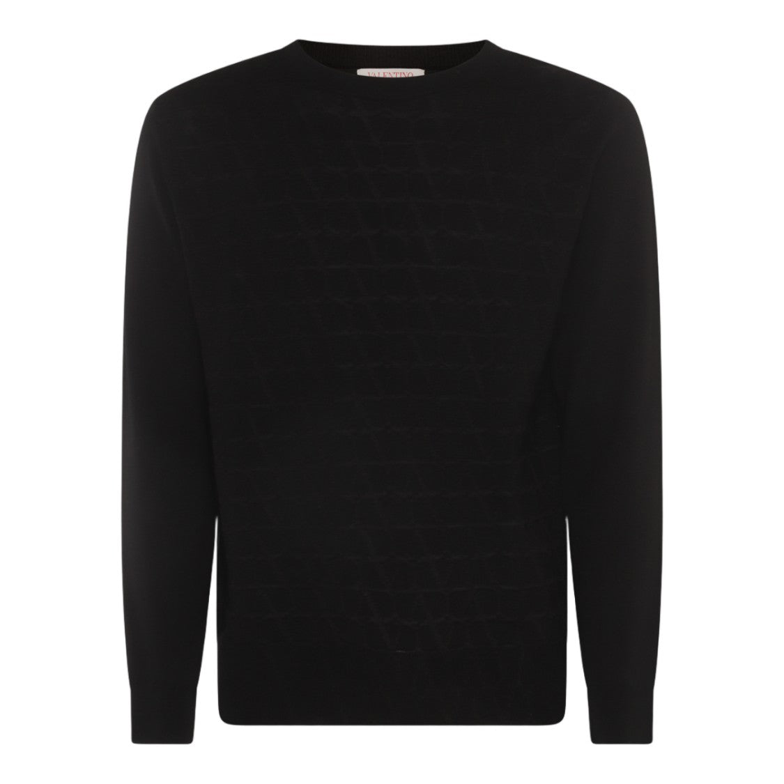Valentino Textured Knit Sweater With Crew Neckline And Ribbed Details