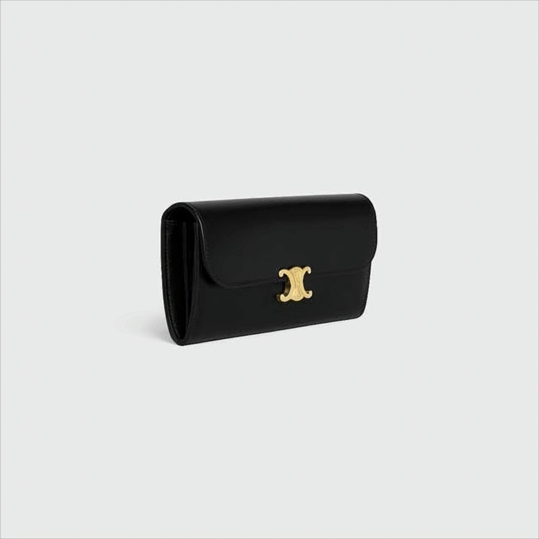 Celine Calf Leather Wallet With Gold-Tone Logo Clasp