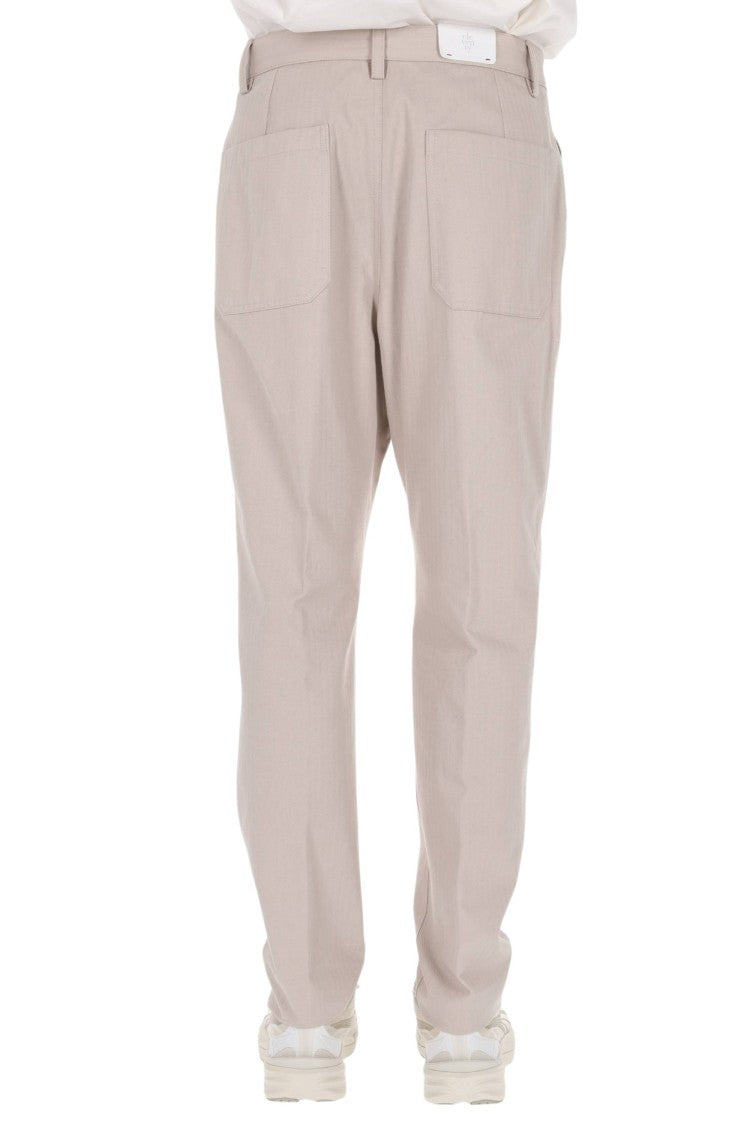 Eleventy Beige Herringbone Cotton Fatigue Pants
