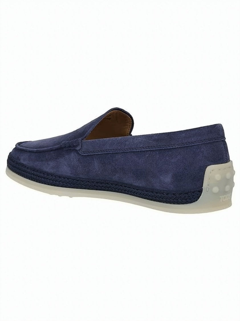 Tod's Minimalist Suede Loafers With Textured Rubber Sole