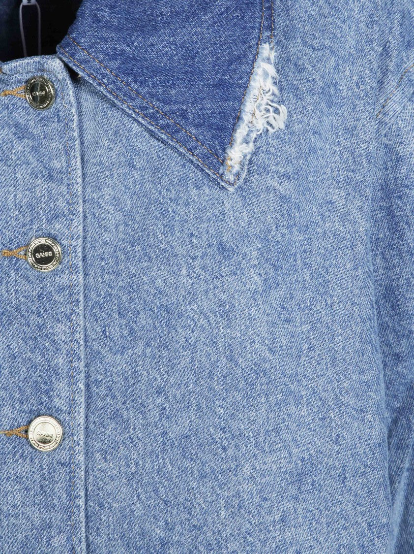 Ganni Patchwork Denim Midi Jacket