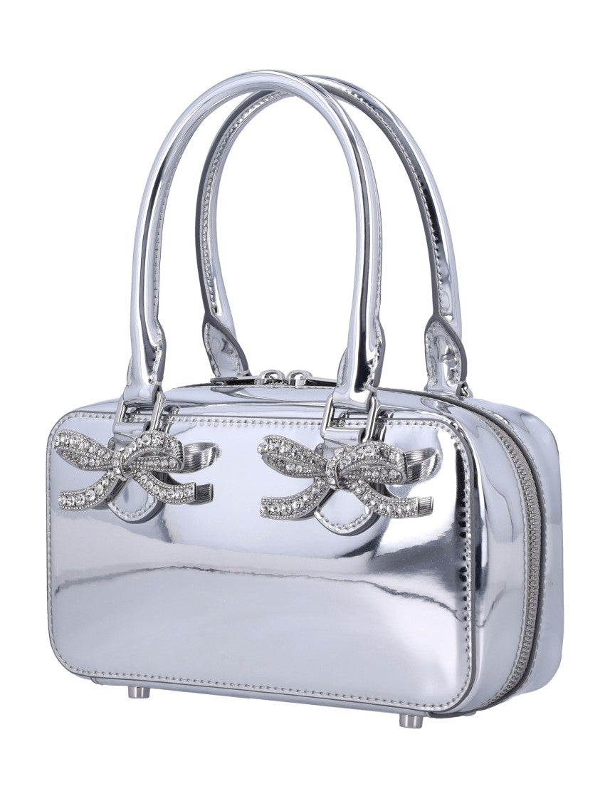 Self-Portrait Bauletto Rectangular Metallic Silver Handbag